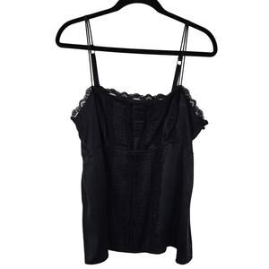 White House Black Market Camisole Women's L Black Silk Blend Whimsigoth Coquette